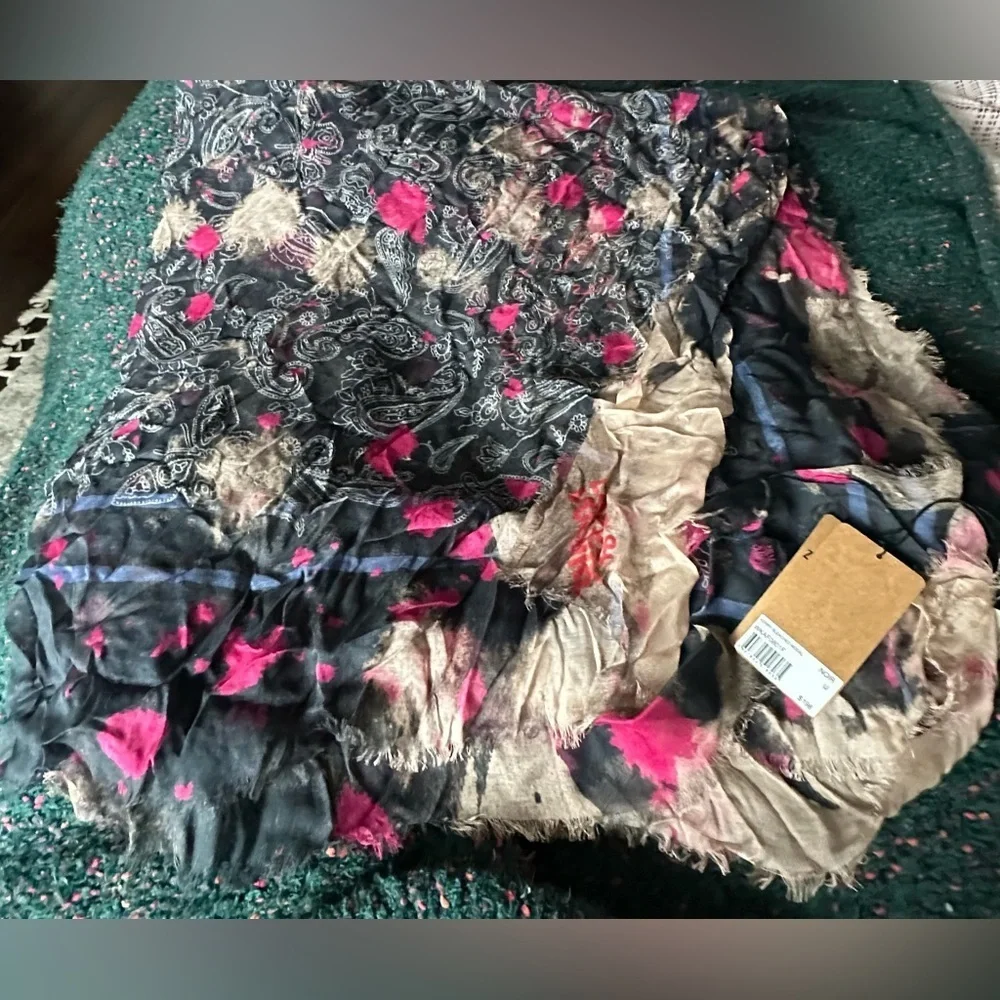 Zadig & Voltaire Kerry Bleached Modal Scarf Noir NWT